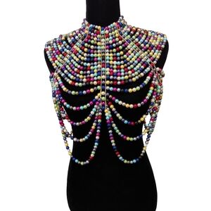 Adjustable Rainbow Beaded Body Chain Shawl